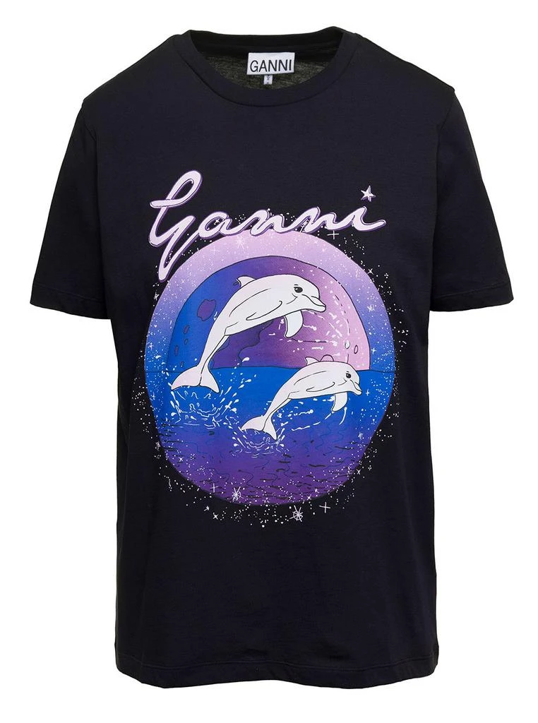 Ganni Ganni Dolphins-Printed Crewneck T-Shirt 1
