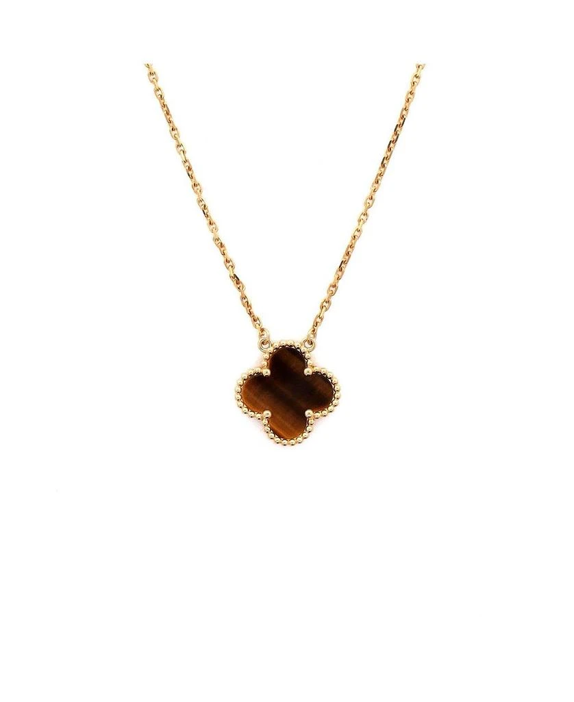 Pre-Owned Van Cleef 
Arpels Vintage Alhambra Pendant Necklace 18K Gold and Tiger Eye, 16.5" 1