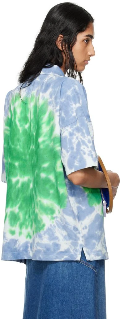 JW Anderson Green & Blue Tie-Dye Cat Print Polo 3