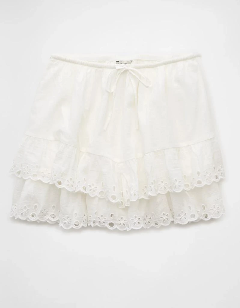 AE AE High-Waisted Embroidered Ruffle Mini Skirt 3