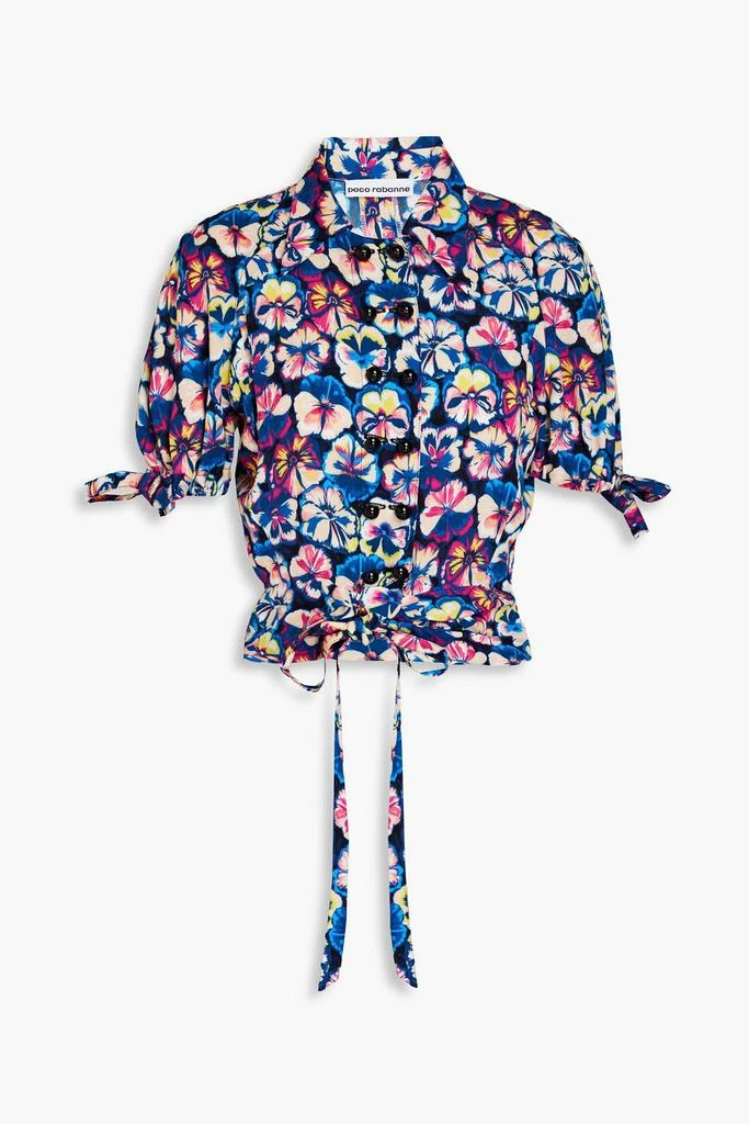 Paco Rabanne Cropped floral-print crepe top 1