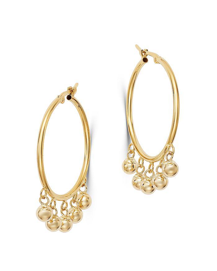 Bloomingdale's Dangling Spheres Hoop Earrings in 14K Yellow Gold