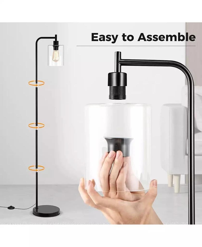 Slickblue Modern Floor Lamp with Hanging Glass Shade and Foot Switch for Living Room 8