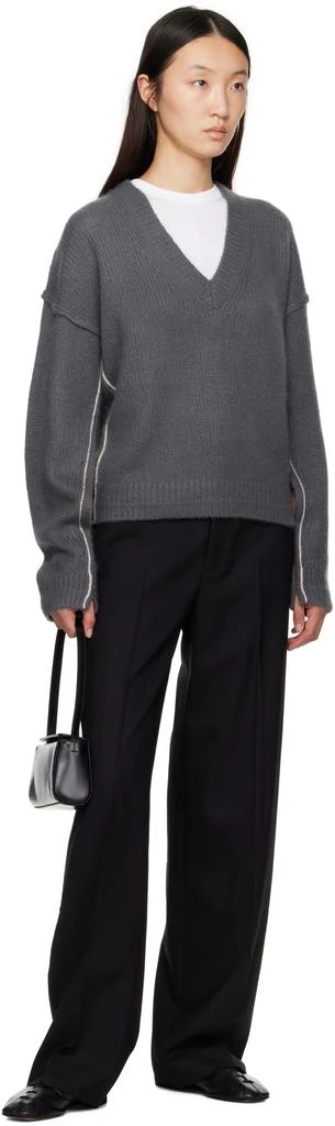 Maria McManus Gray Air Spun Cape V-Neck Sweater 4