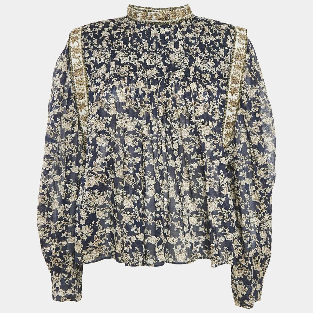 Isabel Marant Isabel Marant Etoile Blue Floral Print Cotton Vega Blouse S 1