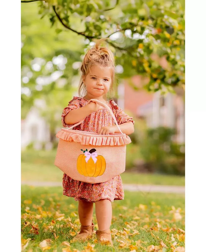 Bits 
Bows Girls Ruffled Bow Halloween Pumpkin Tote in Orange 3
