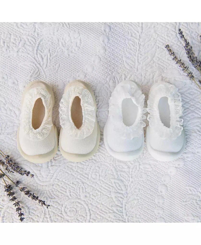 Komuello Toddler First Walk Sock Shoes Flat - Snow Lace 8