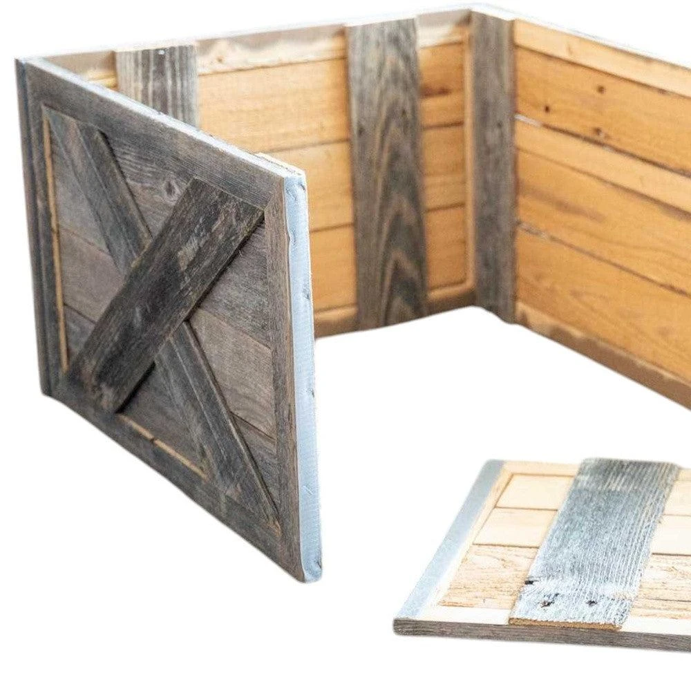 Hivvago 23" Natural Weathered Gray Whitewash Christmas Tree Collar 5