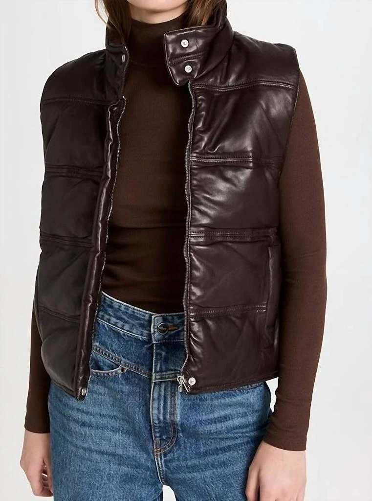 Nili Lotan Dany Leather Puffer Vest In Espresso 1