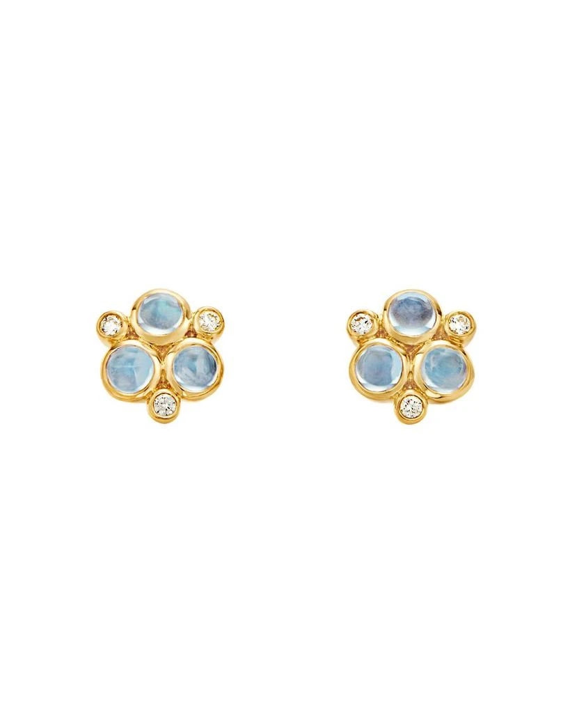 Temple St. Clair Classic Trio Earrings with Royal Blue Moonstone and Diamonds in 18K Yellow Gold 5