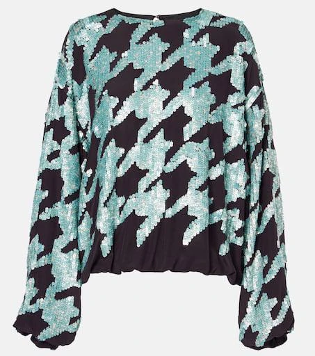 Dries Van Noten Sequined houndstooth silk sweatshirt 1