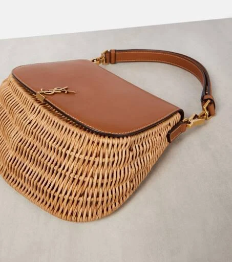 Yves Saint Laurent Voltaire leather and wicker tote bag 5