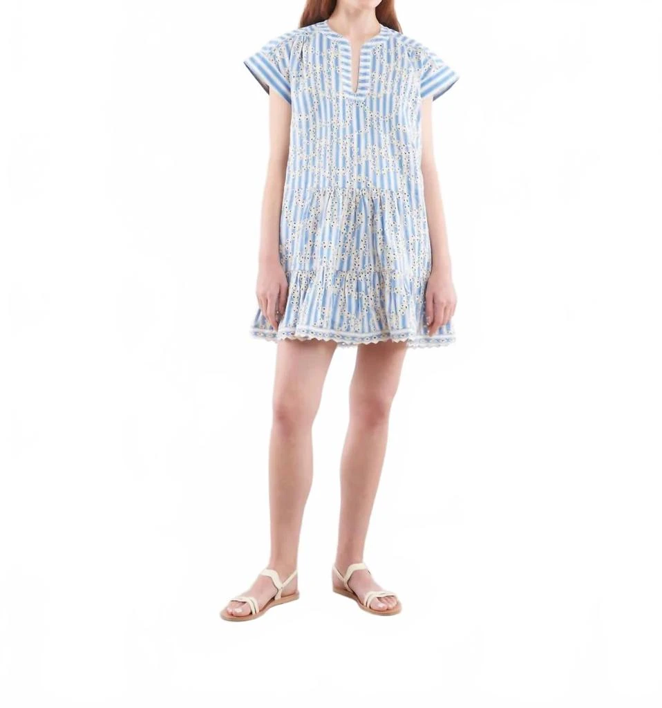 Saloni Ashley-B Dress In Stripe Ivory 1