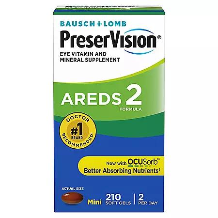 Bausch + Lomb Bausch + Lomb PreserVision AREDS 2 Formula Eye Vitamin Mini Softgels 210 ct.