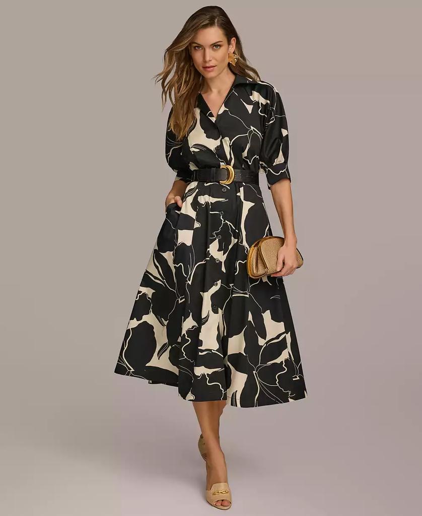 Donna Karan Women's Belted Asymmetric-Hem Dress - Dresses