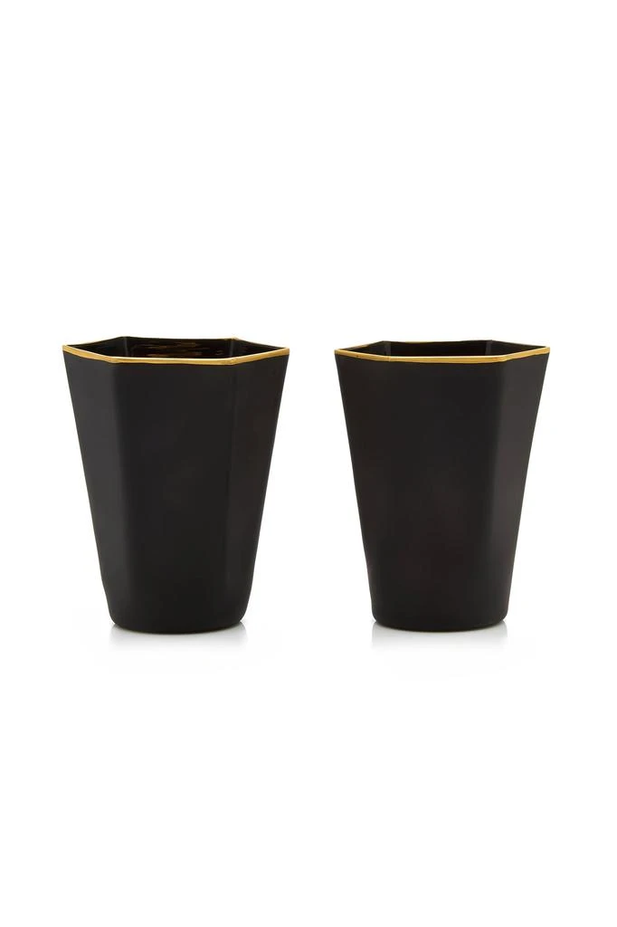 MoDA Moda Domus - Set-Of-Two Gold-Tipped Matte Glass Tumblers - Black - Moda Operandi