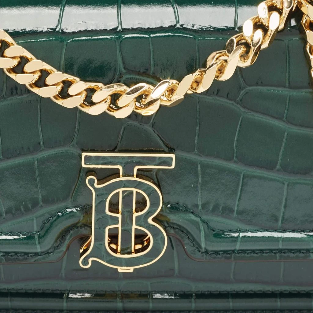 Burberry Burberry Green Croc Embossed Patent Leather TB Elongated Chain Bag 5