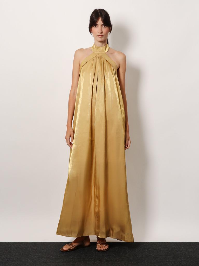ACTUALEE Flared satin long dress
