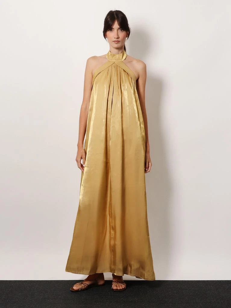 ACTUALEE Flared satin long dress 2