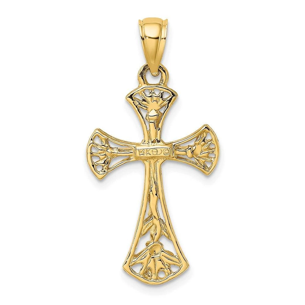 Diamond2Deal 14k Yellow Gold Fancy Crucifix Charm Pendant 4