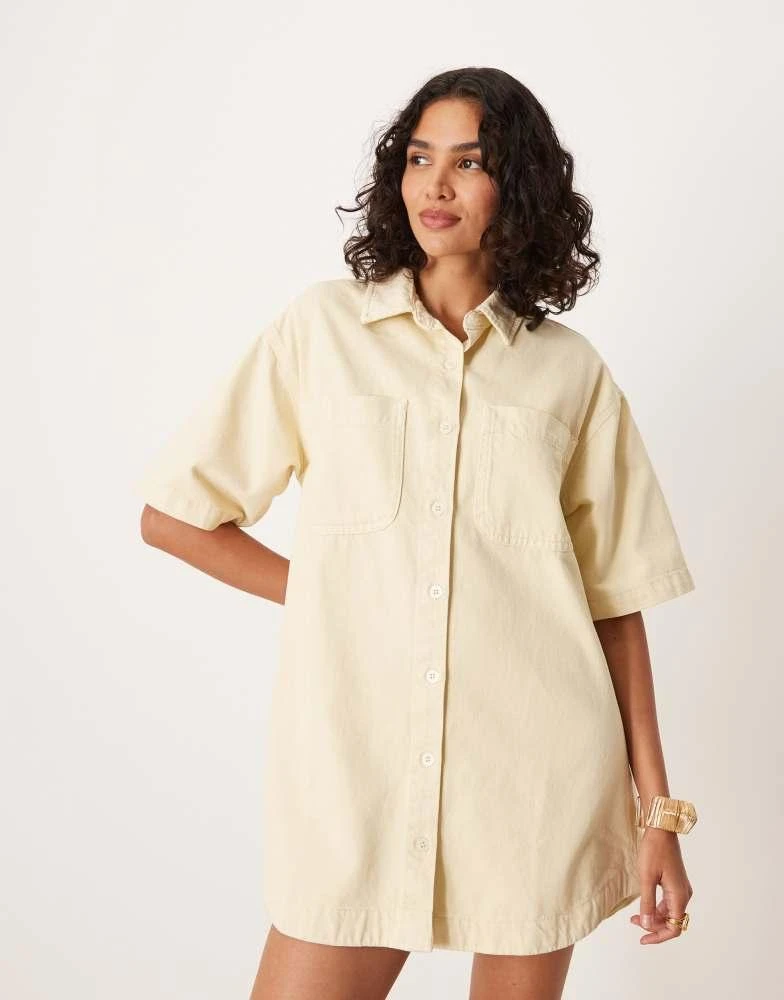 ASOS ASOS DESIGN denim boxy shirt dress in soft yellow - Jackets -  BeyondStyle