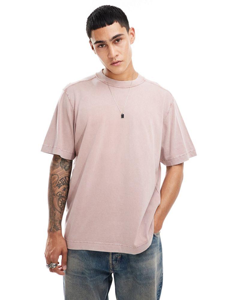 Abercrombie & Fitch Abercrombie & Fitch vintage blank relaxed fit acid wash t-shirt in rose pink