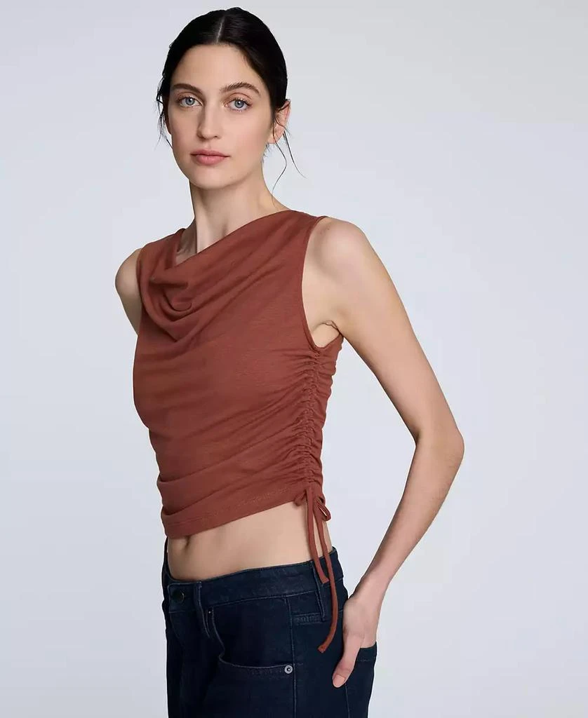 Kenneth Cole Women's Cowlneck Ruched Cropped Tank Top 3