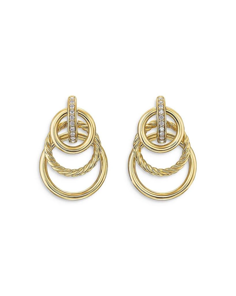 David Yurman DY Mercer Triple Ring Drop Earrings in 18K Yellow Gold with Diamonds, 35.6mm 1
