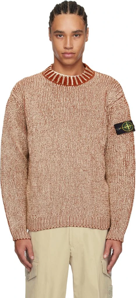 Stone Island Red & White Cotton Chenille Sweater 1