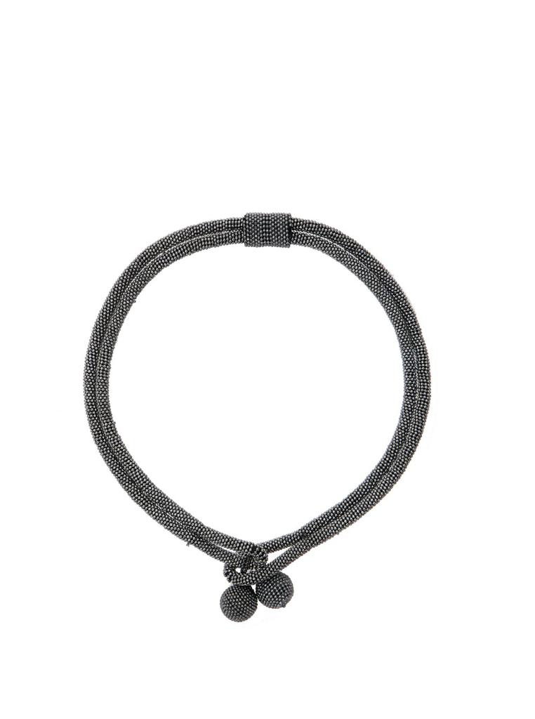 Shop Grey Necklace With Beaded Design And Rhinestone