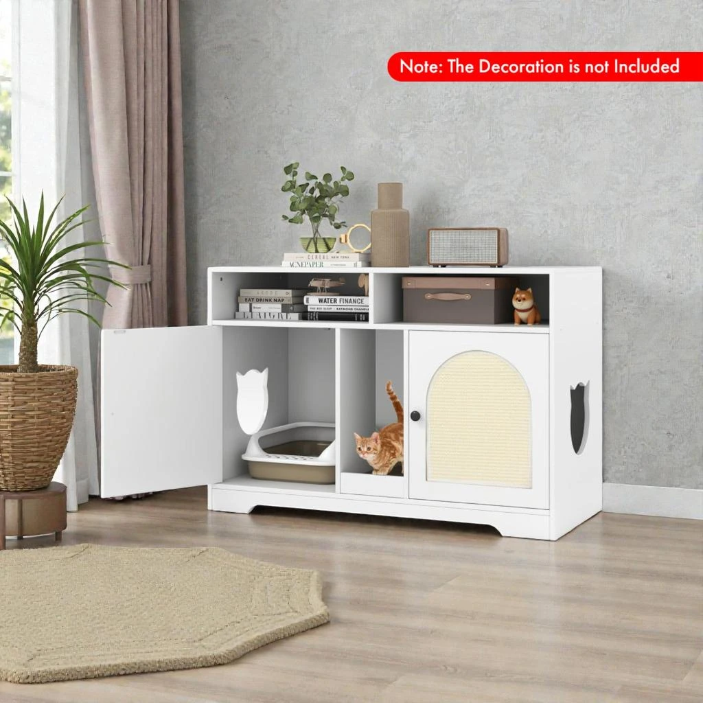Hivvago Spacious Cat Litter Enclosure Measuring 43 Inches with Dual Chambers and Storage 2