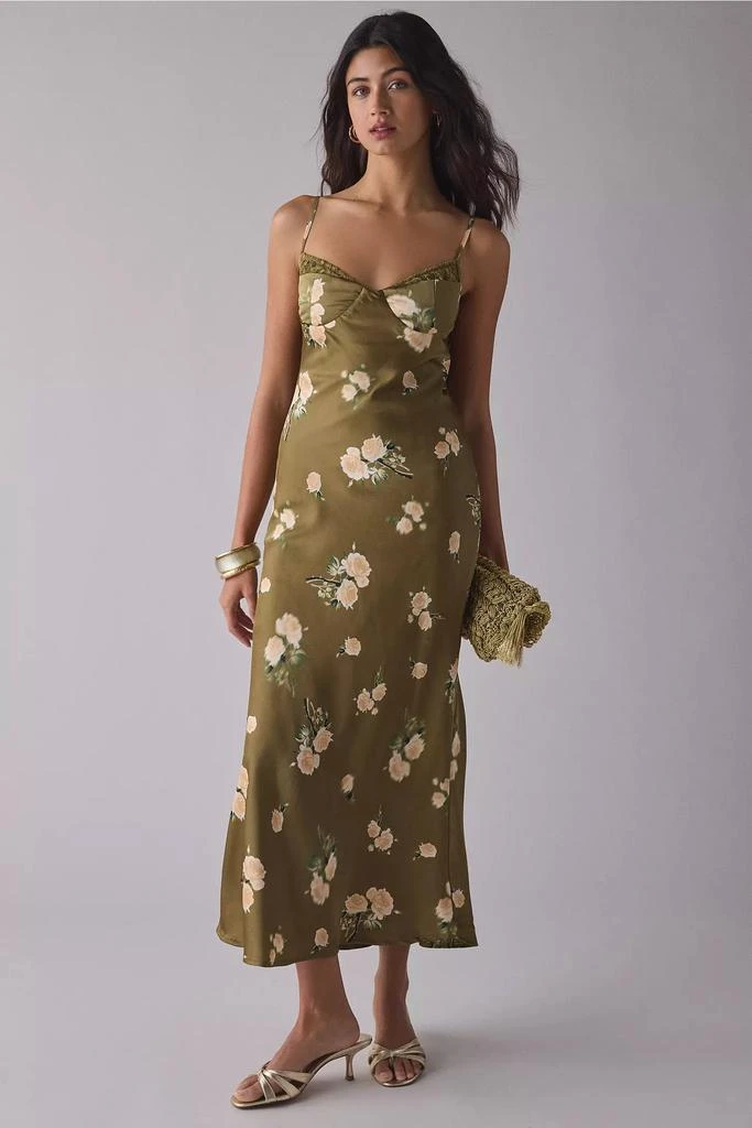 Kiss The Sky Kiss The Sky Floral Satin Bustier Slip Midi Dress 1