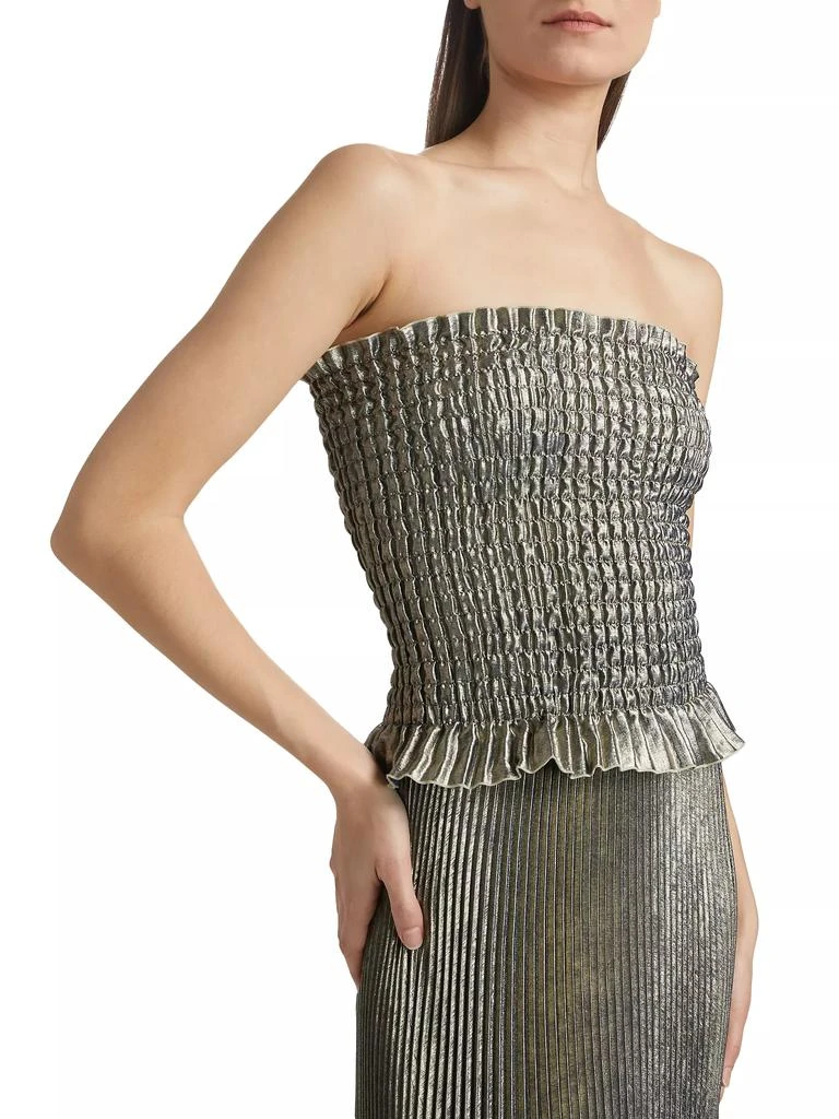 L'Idée La Fête Maya Metallic Smocked Pleated Strapless Gown 6