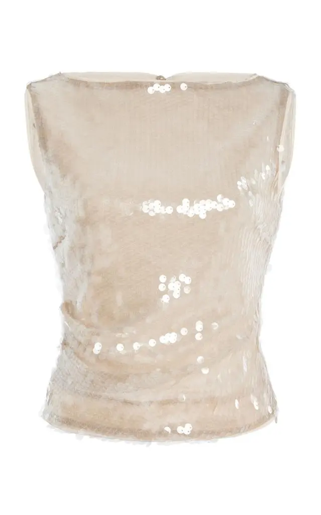 Staud STAUD - Eton Sequined Top - Silver - XS - Moda Operandi 1