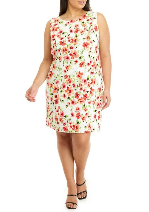 AGB Plus Size Sleeveless Polka Dot Sheath Dress 1