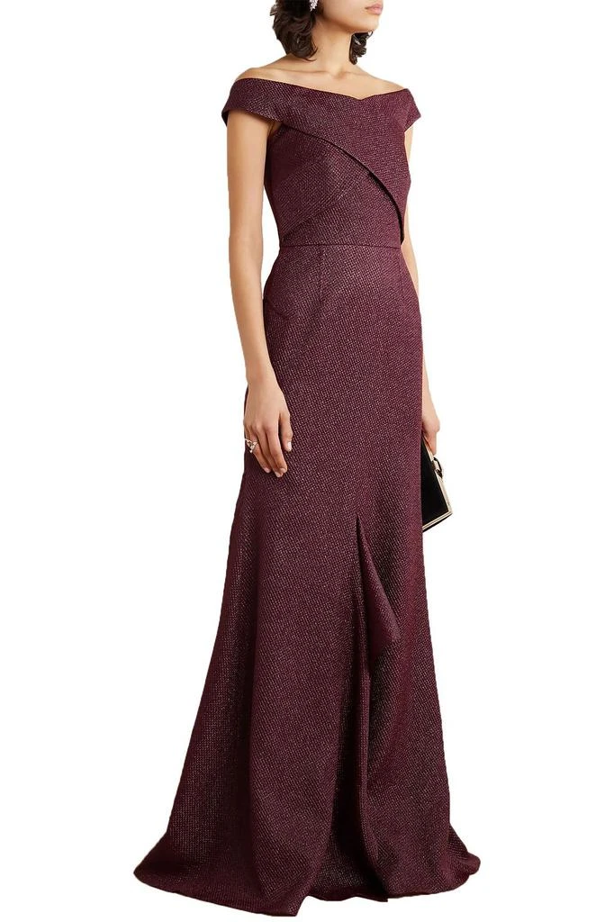 ROLAND MOURET Ray off-the-shoulder metallic piqué gown 2