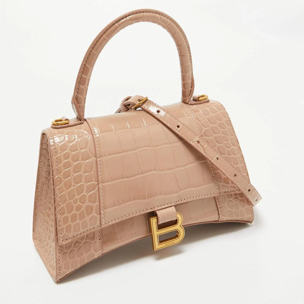 Balenciaga Balenciaga Beige Croc Embossed Leather Small Hourglass Top Handle Bag 3