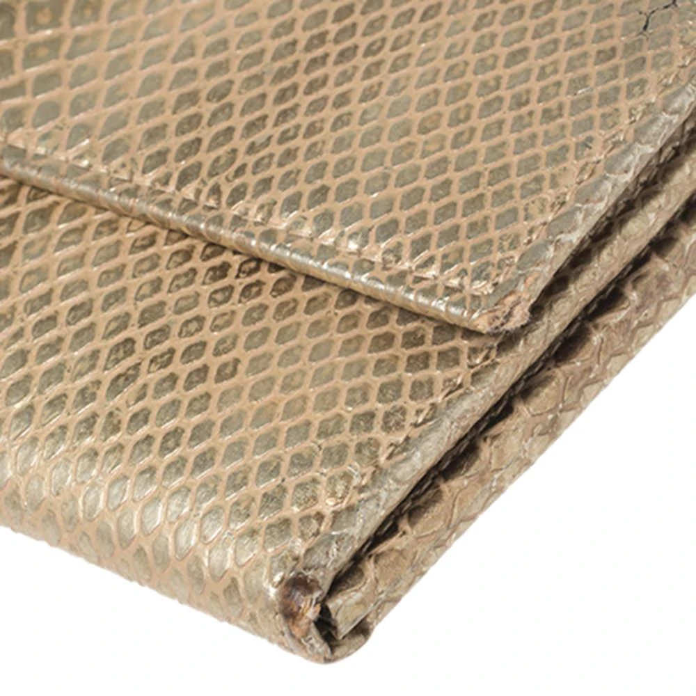 Chopard Chopard Metallic Gold Python Embossed Leather Continental Wallet 9