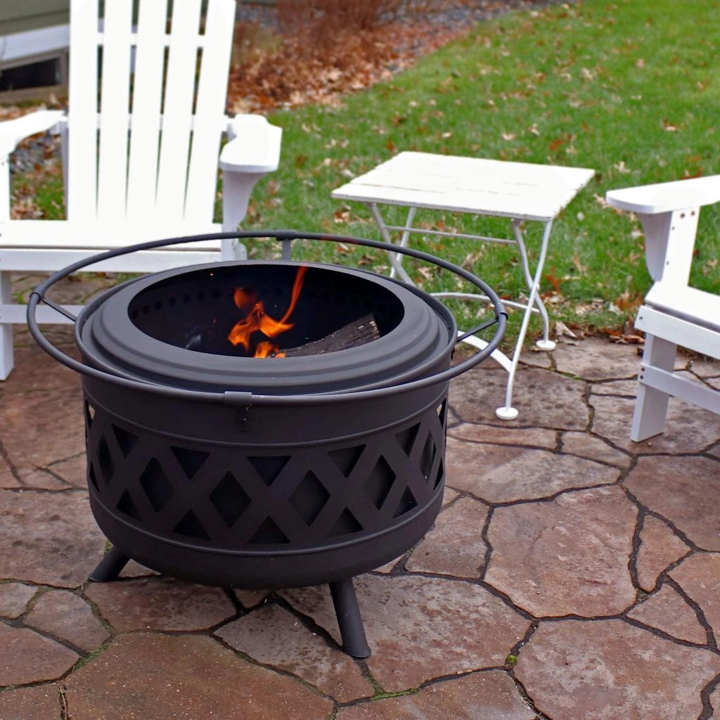 Sunnydaze Crossweave Outdoor Wood-Burning Steel Smokeless Fire Pit for the Backyard - Black - 30" 2