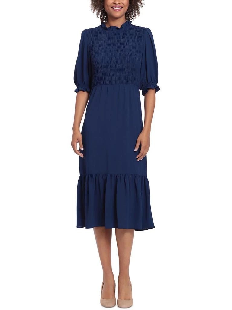 Maggy London Womens Smocked Tiered Shift Dress 1