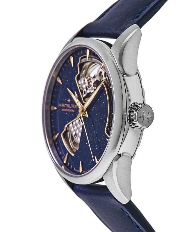 Hamilton Hamilton Jazzmaster Open Heart Blue Dial Leather Strap Women's Watch H32215642 3