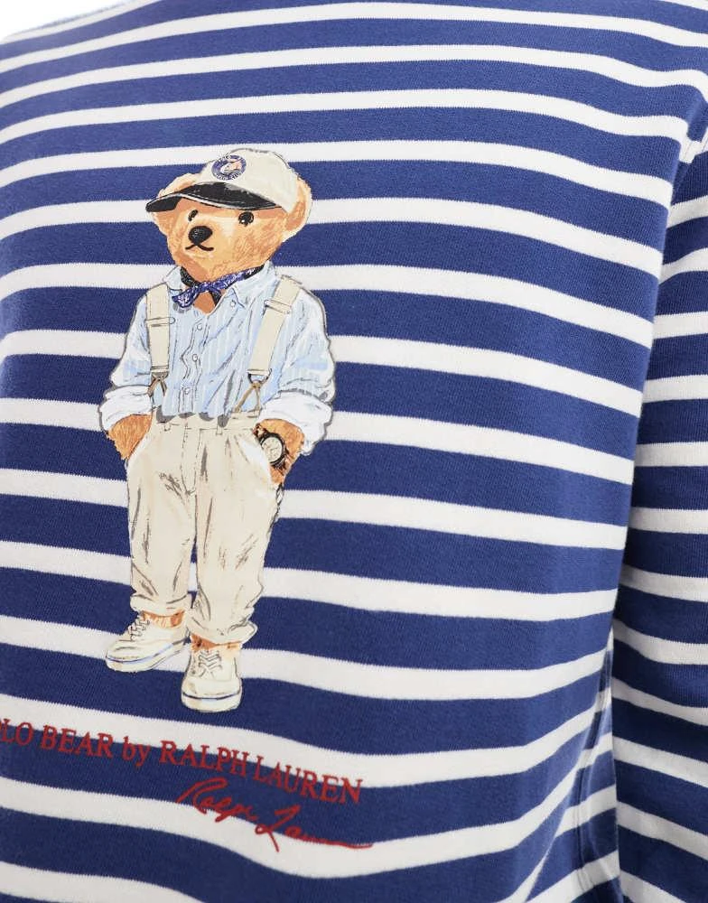 Ralph Lauren Polo Ralph Lauren hemingway bear print stripe sweatshirt in navy/white 2
