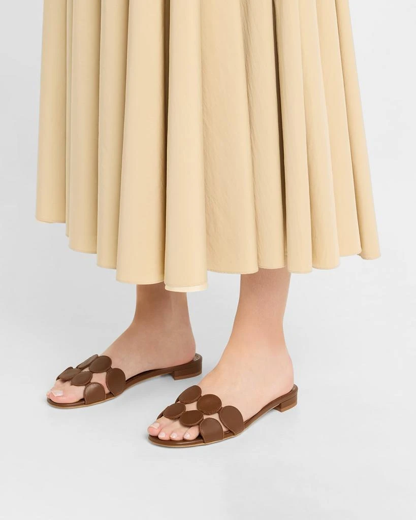 Manolo Blahnik Circle-Cut Leather Flat Slide Sandals 3