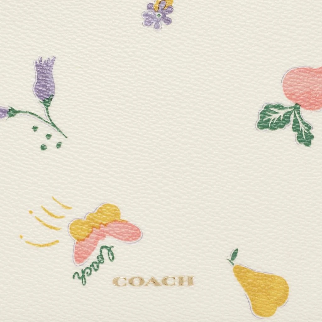 Coach Coach Cream Garden Print Leather Large Turnlock Pouch 5