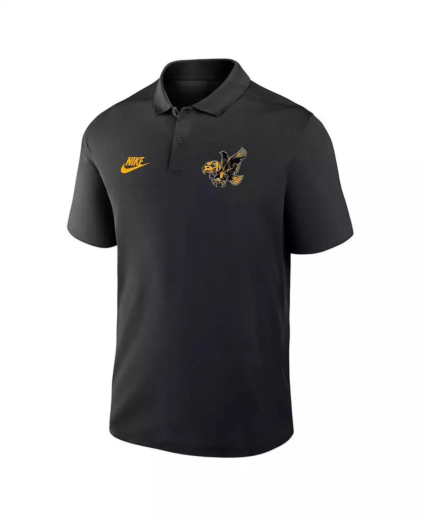 NIKE Men's Black Iowa Hawkeyes Primetime Victory Legacy Vault Logo Performance Polo Shirt 3