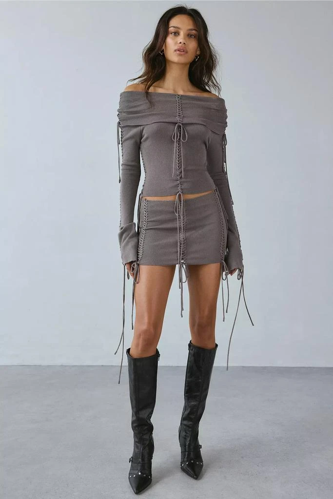 Jaded London Jaded London Extreme Lace Up Knit Mini Skirt 2
