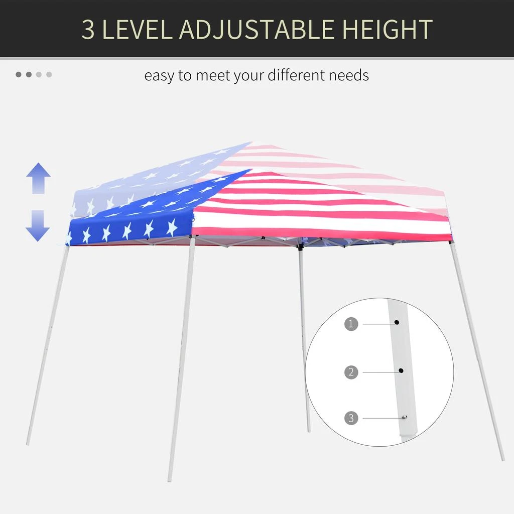 Streamdale Furniture Streamdale Slant Leg Pop Up Canopy Tent with American Flag Roof and Carry Bag 5