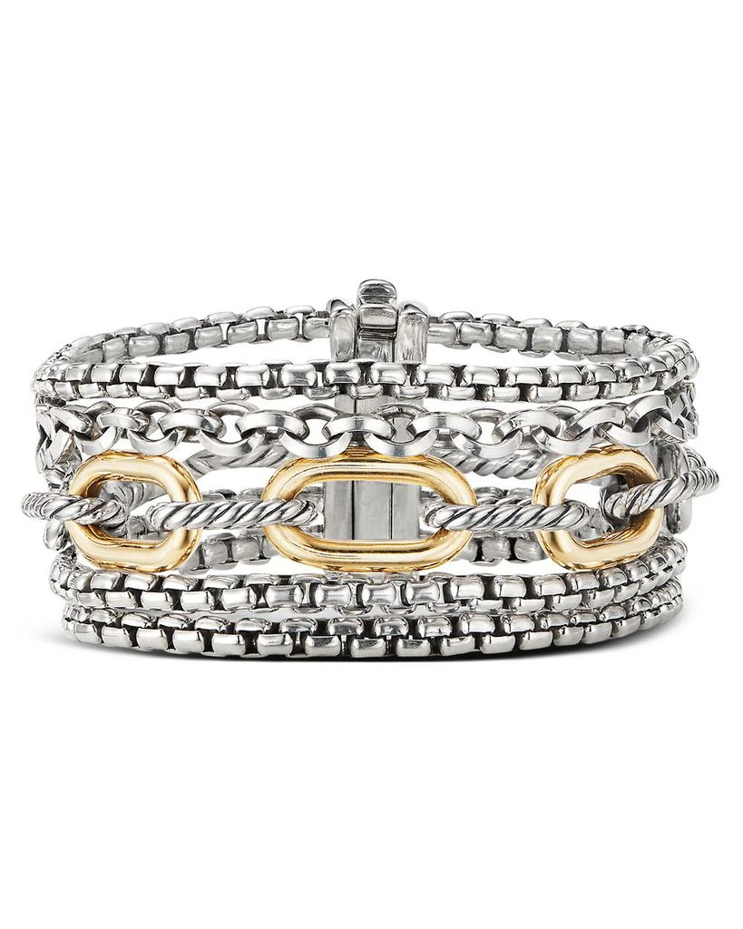 David Yurman Multi Row Chain Bracelet in Sterling Silver with 18K Yellow Gold, 29mm 1