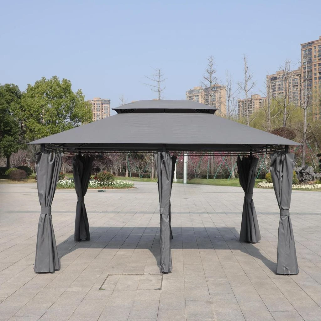Streamdale Furniture Streamdale 13x10 Outdoor Gazebo Canopy Tent w/ Mosquito Net - Grey Top 5