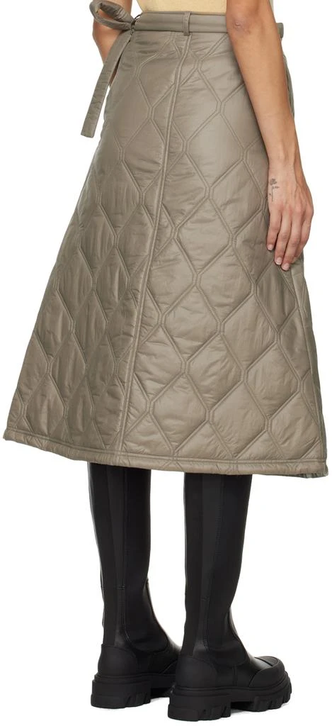 Ganni Brown Quilted Midi Skirt 3